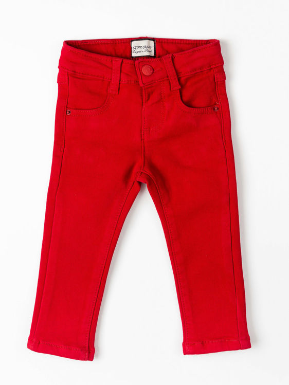 Picture of YX1832 GIRLS CLASSIC ELASTICATED JEANS RED VELVET / NAVY